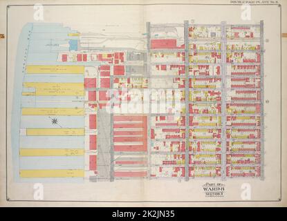 E.B. Hyde & Co. Kartografisch, Karten. 1916. Lionel Pincus und Prinzessin Firyal Map Division. Brooklyn (New York, N.Y.), Immobilien , New York (Bundesstaat) , New York Brooklyn, Vol. 1, Double Page Plate No. 8; Part of ward 8, Sektion 3; Karte begrenzt durch 2. Ave., 37. St., 5. Ave., 49. St., Gowanus Bay Stockfoto