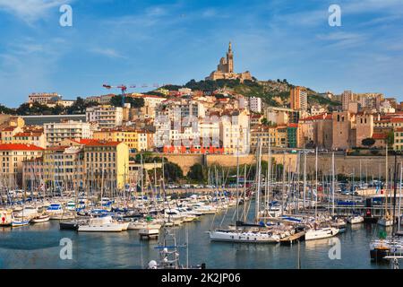 Marseille Alter Hafen mit Yachten. Marseille, Frankreich Stockfoto