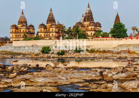 Königliche Ehrenmale von Orchha, Madhya Pradesh, Indien Stockfoto