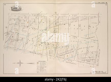 Kartografisch, Karten. 1880. Lionel Pincus und Prinzessin Firyal Map Division. Brooklyn (New York, N.Y.), Immobilien , New York (Bundesstaat) , New York Vol. 1. Plate, M. Karte an der Roges Ave., City Line, Franklin Ave., Park PL; einschließlich Bedford Ave., Butler St., Douglass St., Degraw St., Eastern Parkway, Union St., President St., Carroll St., Crown St., Montgomery St. Stockfoto