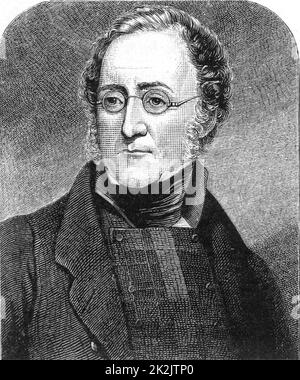 Henry Thomas de la Beche (1796-1855) britischer Geologe. Präsident der Royal Geological Society 1847. Aus „Life of Sir Roderick I. Murchison“ von Archibald Geikie (London, 1875). Gravur. Wissenschaftler. Stockfoto