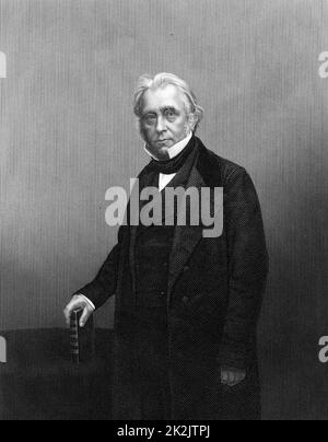 Thomas Babington Macaulay, lst Baron Macaulay (1800-1859) englischer Historiker, Dichter und Whig-Politiker, geboren in Leicester. Autor von „History of England from the Accession of James II“ (1848) und „Lays of Ancient Rome“ (1842). Gravur aus 'The Illustrated News of the World' (London, c1860). Stockfoto