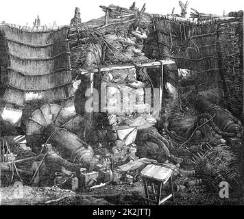 Krim-Krieg (Russisch-Türkisch) 1853-1856. Nach der Schlacht der Freat Redan (Sewastopol) nach ihrem Sturz am 1855. September. Gravur nach einem Foto, 1855. Stockfoto