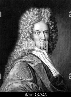 Daniel Defoe (1661?-1731) englischer Autor, Satiriker und Abenteurer. In Erinnerung geblieben sind jetzt seine Romane „Robinson Crusoe“ (1719), „Journal of the Pest Year“ (1722) und „Moll Flanders“ (1722). Stich aus der Galerie der Porträts, Vol. VII, von Charles Knight (London, 1837). Stockfoto