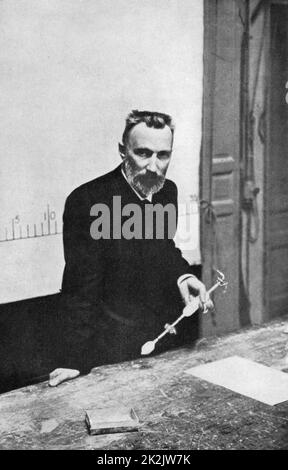 Pierre Curie (1859 – 1908), französischer Chemiker, im Hörsaal in 1906 als Professor für Physik an der Sorbonne Stockfoto