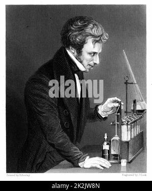 Michael Faraday (1791-1867) britischer Chemiker und Physiker c1845. Gravur Stockfoto