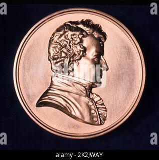 Humphry Davy (1778-1829) Englisch Chemiker. Von der Vorderseite der Royal Society Davy-Medaille. Stockfoto