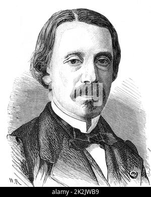 (Jean Bernard) Leon Foucault (1819-1868) französischer Physiker. Lichtgeschwindigkeit: Rotation der Erde: Gyroskop. Silber-auf-Glas-Teleskopspiegel. Gravur Stockfoto