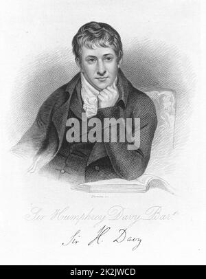 Englischer Chemiker Humphry Davy (1778-1829). Gravur Stockfoto