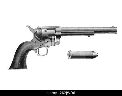 Colt „Frontier“-Revolver. Auch bekannt als „Colt“. Nach dem mexikanischen Krieg von 1846-48, wurde von der US-Armee adoptiert. Gravur, c. 1890 Stockfoto