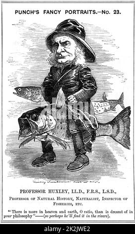 Thomas Henry Huxley (1825-1895) zu der Zeit war er Inspektor der Fischerei (1881-85). Cartoon von Edward Linley Sambourne im Fancy Portrait-Serie von 'Lochen', London, 19. März 1881 Stockfoto