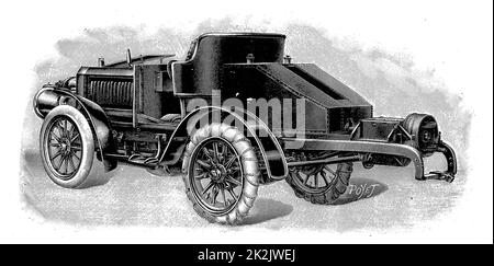 Renard's Zugmaschine, mit Anhängevorrichtung für Anhänger 1904. Gravur Stockfoto