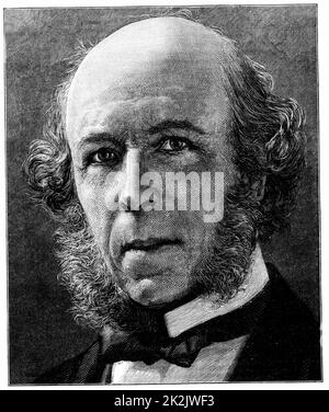 Herbert Spencer (1820-1903), englischer Philosoph und Schriftsteller auf Wissenschaft. Sozialdarwinismus. Holzstich, London, 1897 Stockfoto