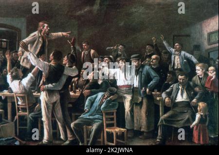 Mihály Munkácsy Ungarische Schule Strike 1895 Öl auf Leinwand Stockfoto