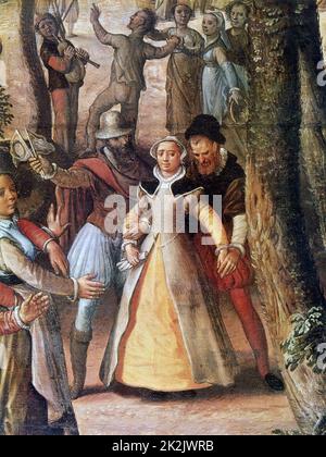 „Rural Festival“, (Detail), von Joachim Beuckelaer. 1563. Gefunden in der Sammlung der Eremitage, St. Petersburg, Russland. 112 x 163,5 cm Stockfoto