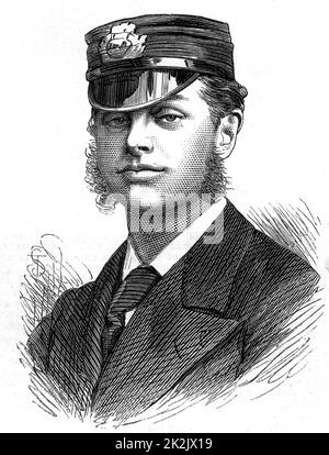 Leutnant RH Archer, Marineoffizier auf HMS Discovery während der britischen Arktis-Expedition von 1875, angeführt von George Strong Nares. Gravur 1875. Stockfoto