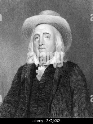 Jeremy Bentham (1748-1832), englischer Sozialreformer und Philosoph (utilitarismus) einer der Gründer des University College, London. Gravur Stockfoto