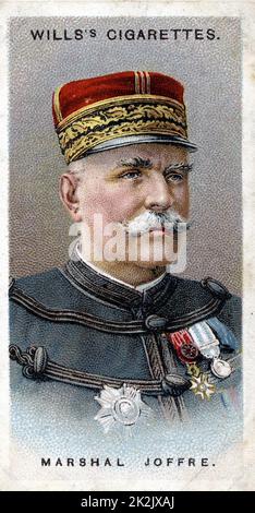 Joseph Jacques Césaire Joffre (1852-1931) Französische Soldaten. Commander-in-chief die französischen Truppen 1915-16. Marschall von Frankreich. Chromolithograph Karte 1917 Stockfoto