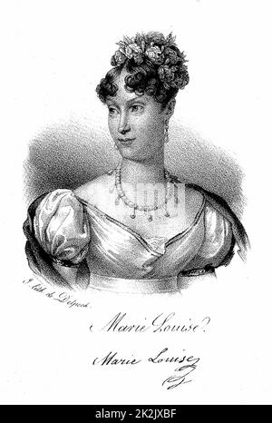 Marie Louise (1791-1847) Kaiserin der Franzosen, Tochter von Franz I. von Österreich. Zweite Ehefrau Napoleons I. von 1810, auf deren Abdankung sie in ihr Land zurückkehrte. Lithographie c1830 Stockfoto