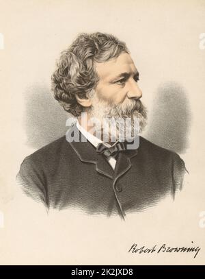 Robert Browning (1812-1889), englischer Dichter und Dramatiker. Von "Der moderne Portrait Gallery', Cassell, Petter & Galpin, London c 1880. Getönte Lithographie. Stockfoto