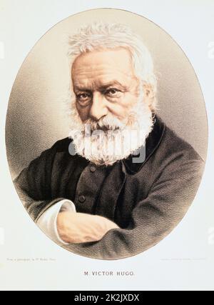 Victor Marie Hugo (1802-1885) französischer Dichter, Dramatiker und Romanautor. Getönte Lithographie veröffentlicht Londonc.1880. Stockfoto