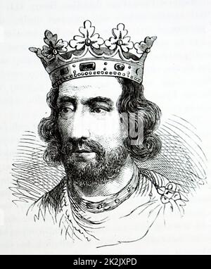 Gravierte Portrait von Henry III von England (1207-1272). Vom 13. Jahrhundert Stockfoto