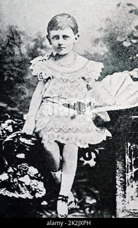 Porträt einer jungen Prinzessin Wilhelmina der Niederlande (1880-1962), der später Königin des Königreichs der Niederlande. Vom 19. Jahrhundert Stockfoto