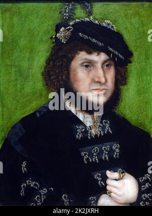 Portrait von John, Kurfürst von Sachsen (1468-1532) von Lucas Cranach dem Älteren (1472-1553) ein deutscher Renaissance Maler und Grafiker. Vom 16. Jahrhundert Stockfoto