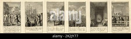 Darstellung der Ereignisse und Schlachten vor und während der Amerikanischen Revolution, 1775-1783 Stockfoto