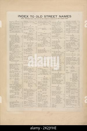 Kartografisch, Karten. 1915. Lionel Pincus und Prinzessin Firyal Map Division. Queens (New York, N.Y.), Immobilien , New York (Bundesstaat) , New York , Queens (Borough) Index to Old Street Names. Stockfoto