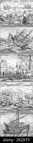 Platten von Willem Barents 3. Reise mit Gerrit de Veer. Datum 1597 Stockfoto