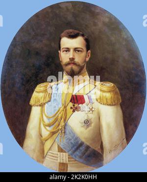 Nikolaus II 1868 - 17. Juli 1918), letzten Zaren von Russland, regierte von 1894 bis zu seiner Abdankung am 15. März 1917. Im Juli 1918 durchgeführt. Portrait von Ilja Galkin 1898 Stockfoto