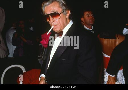 Der amerikanische Schauspieler Robert Mitchum, während der Ausgabe 15. des Deauville American Film Festival. September 1989 Stockfoto