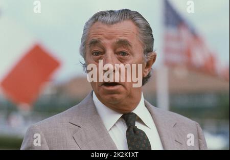 Der amerikanische Schauspieler Robert Mitchum, fotografiert während der Ausgabe des Deauville American Film Festival 15.. September 1989 Stockfoto