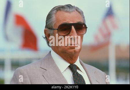 Der amerikanische Schauspieler Robert Mitchum, fotografiert während der Ausgabe des Deauville American Film Festival 15.. September 1989 Stockfoto