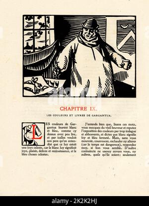 Rabelais : Kapiter 9 des Holzschnitts 'La vie très horrificque du Grand Gargantua' von Hermann Paul Veröffentlicht in 1921 Frankreich Private Collection Stockfoto