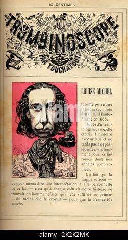 Karikatur von Louise Michel (1830-1905), in : 'Le Trombinoscope' von Touchatout, Zeichnung von Moloch. 19. Century France Privatsammlung Stockfoto