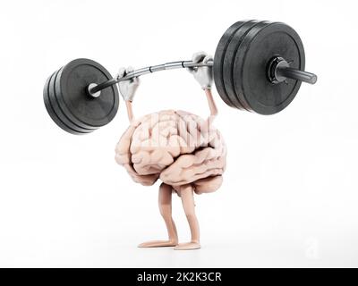 Brain-Lifting-Gewichte. Mentales Trainingskonzept. 3D Abbildung Stockfoto