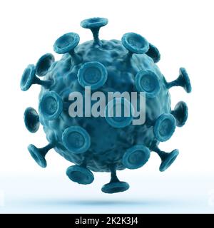 Grüner Virus auf weißem Hintergrund isoliert. 3D Abbildung Stockfoto