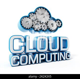Zahnräder, die eine Wolkenform bilden, und Cloud-Computing-Text Stockfoto