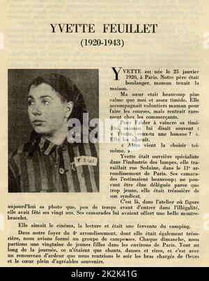 Register der französischen Frauenunion für heldenhafte Frauen, die für Frankreich starben: Porträt von Yvette Feuillet (1920-1943), die im Konzentrationslager Auschwitz starb. 1950 Frankreich Charles Grodzenski Collection Stockfoto