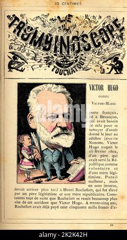 Karikatur von Victor Hugo (1802-1885), in : 'Le Trombinoscope' von Touchatout, Zeichnung von Moloch. 19. Jahrhundert. Frankreich. Private Sammlung. Stockfoto