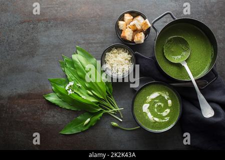 Wilder Knoblauch-Ramson-soop Stockfoto