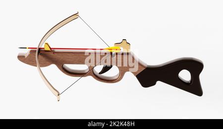 Klassische Armbrust isoliert auf weißem Hintergrund. 3D Abbildung Stockfoto