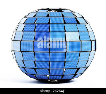 Solarpaneele bilden einen Globus. 3D Abbildung Stockfoto