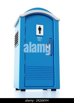 Tragbare blaue Männer-Toilette. 3D Abbildung Stockfoto