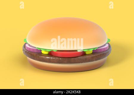 Hamburger auf gelbem Hintergrund Stockfoto
