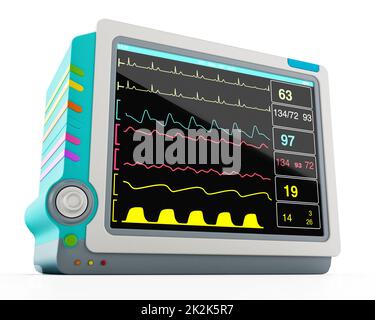 Medizinischer Monitor zeigt lebenswichtige Gesundheitsdaten an. 3D Abbildung Stockfoto