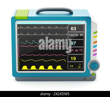 Medizinischer Monitor zeigt lebenswichtige Gesundheitsdaten an. 3D Abbildung Stockfoto