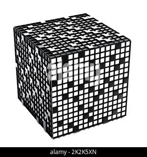 Kreuzworträtsel-Würfel isoliert auf weißem Hintergrund. 3D Abbildung Stockfoto